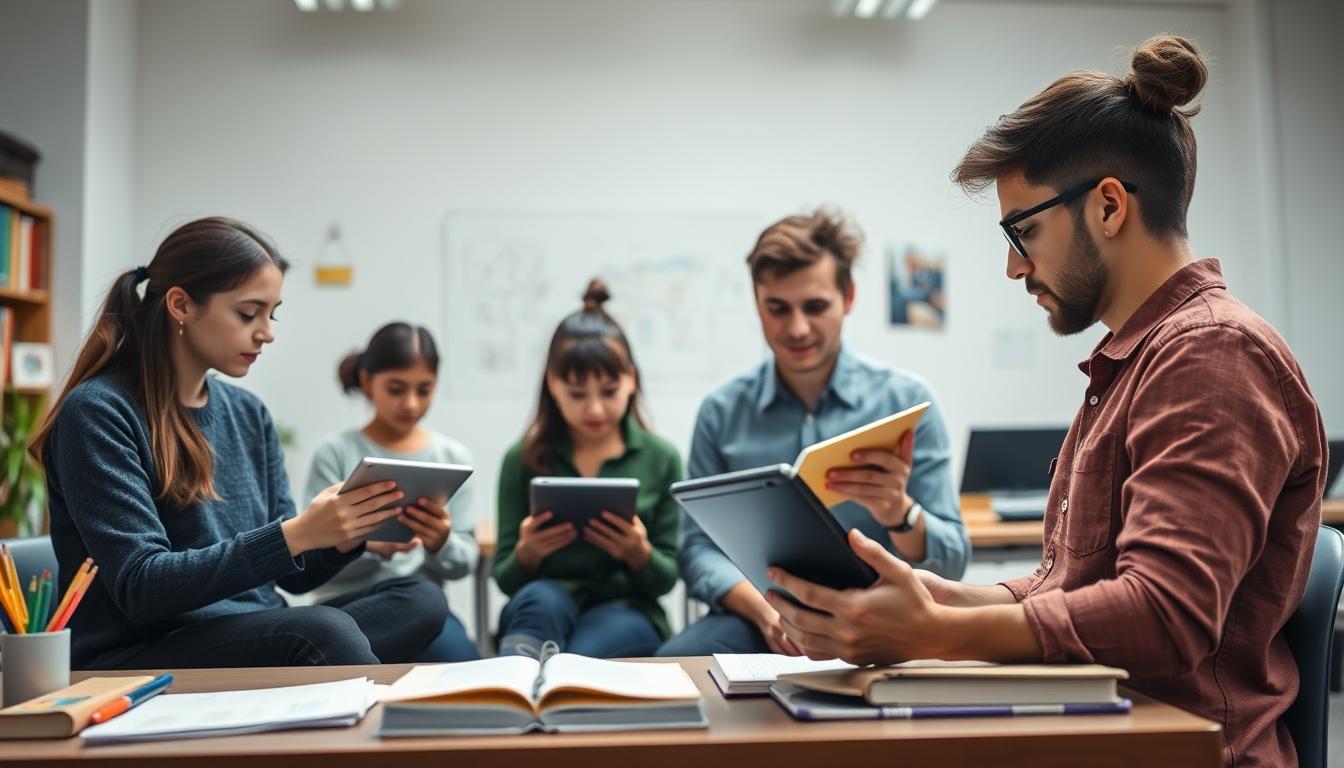 Students collaborating in study space